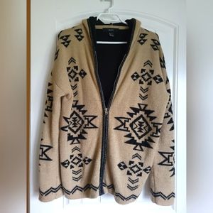 Forever 21 Aztec Hooded Zip Sweater